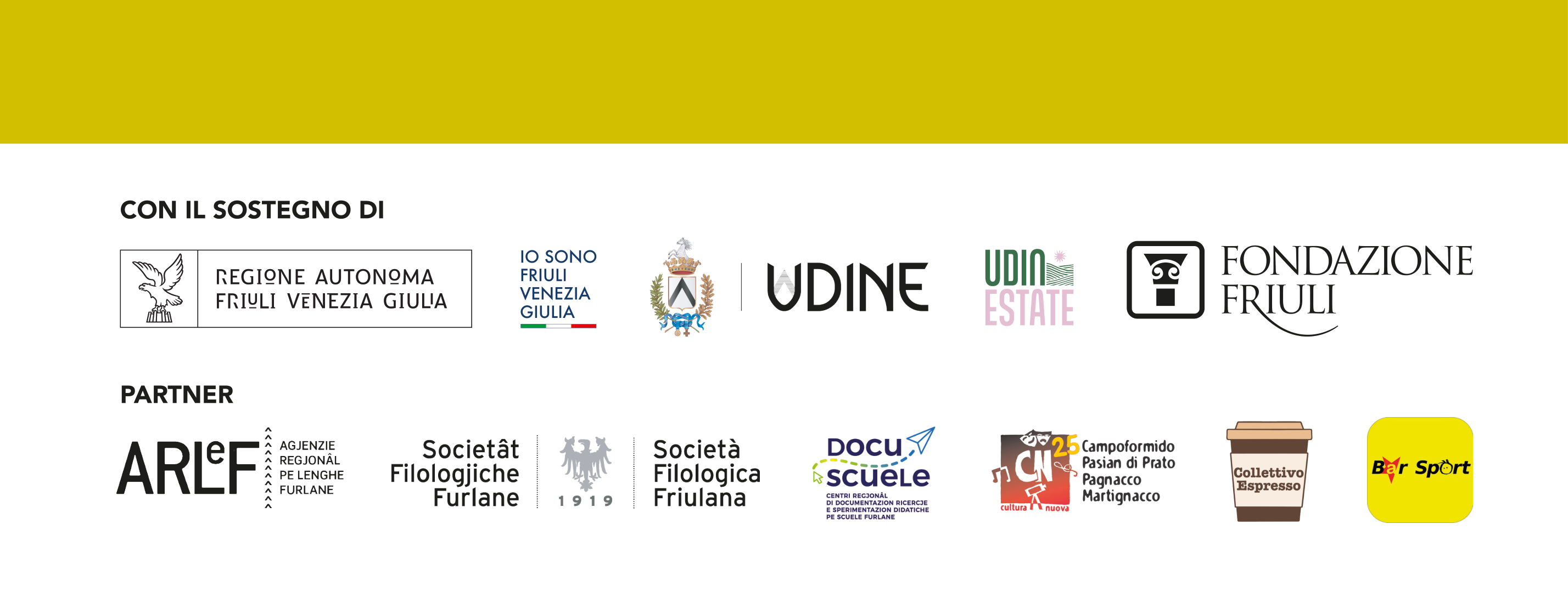 Sostenitori e partner di InCuintriLûs come riportati nel banner ufficiale